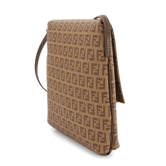 FENDI Zucchino Shoulder Bag PVC Leather Brown 8BT075 90285401 - Picture 4 of 11